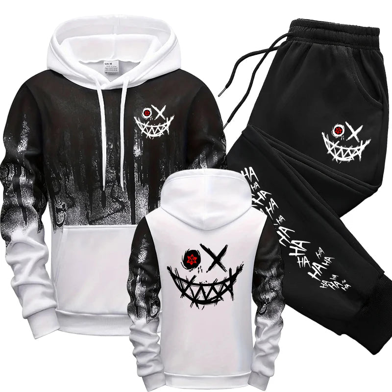 Men's Set Hooded Sweatshirts Sweatpants Autumn Winter Male Daily Casual Sports Jogger Suit 2025 Urban Fashion Hoodies Sportswear Good Vibrations