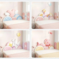 Cartoon Bed Head Board Headboard Kids Room Decor Aesthetic 3D Wall Stickers Anti-collision Wall Panels Home Decoration Good Vibrations
