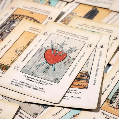 Tarot Card With Meaning On Them Beginner Tarot Keyword Antiqued Tarot Deck Learn Tarot 78 Cards Reversed Good Vibrations