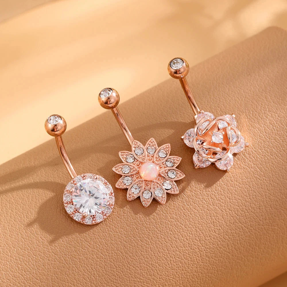 3pcs Gold Color Heart Butterfly Dangled Belly Piercing Sets 14G Stainlees Steel Navel Jewelry for Women Girls Body Belly Rings Good Vibrations Adult Super Store