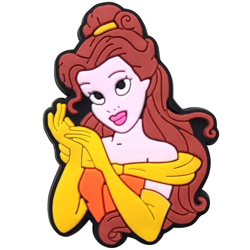 1-17pcs MINISO Hot Toys Princess Seri Series Shoe Charms For Croc Sandals, PVC Shoe Decorations Accessories Christmas Gif Good Vibrations