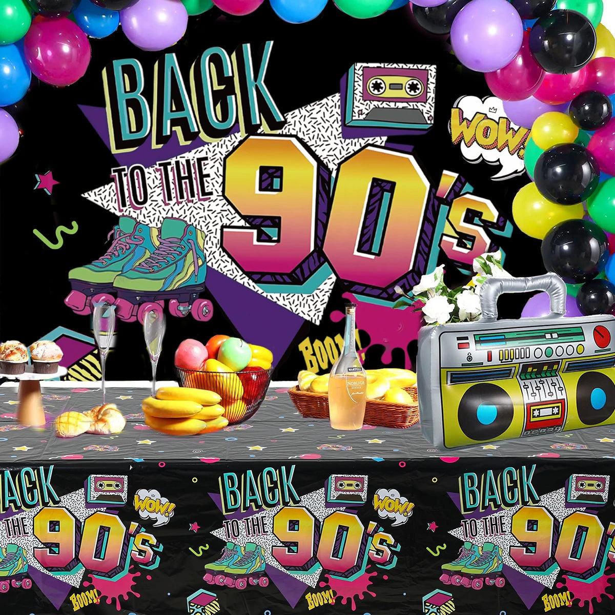 80s 90s Party Table Covers Disposable Plastic Tablecloth Back to The 80s 90s Party Supplies Decoration 80s 90s Theme Table Decor Good Vibrations