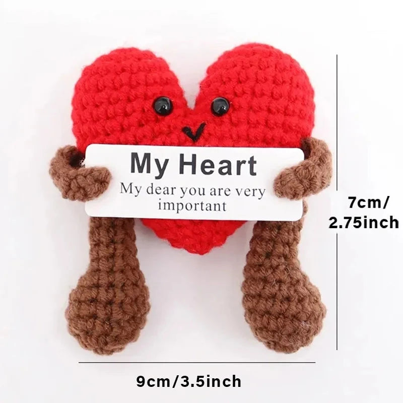 Positive Energy Pocket Hug Crochet Doll, Mini Handmade Knitted Plush Potato Turtle Vegetable Duck Funny Support Gift with Card Good Vibrations