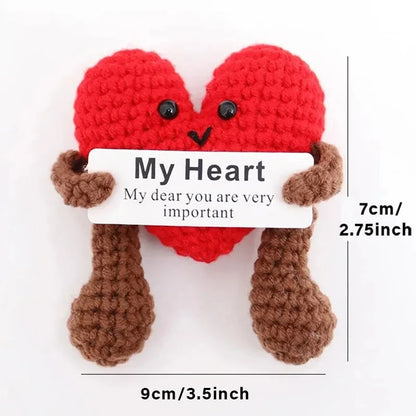 Positive Energy Pocket Hug Crochet Doll, Mini Handmade Knitted Plush Potato Turtle Vegetable Duck Funny Support Gift with Card Good Vibrations