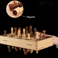 Chess Set - Magnetic Foldable Portable Solid Wood Chess Board - Educational Games for Students and Kids - Christmas Gift Good Vibrations
