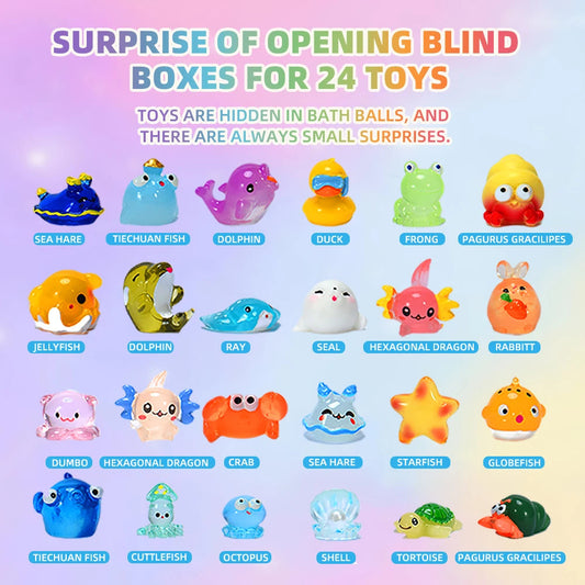 Bath Bombs for Kids with Surprise Inside, 24 Pack Kids Bath Bombs Gift Set, Natural Organic Kids Bubble Bath Fizzy for Girls Boy Good Vibrations