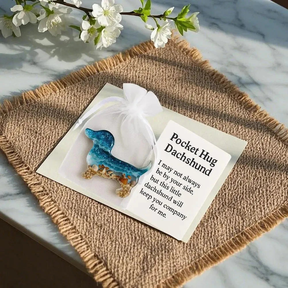 Ornament Pocket Hug Acrylic Figurine Acrylic Dachshund Cat Pocket Hug Token Beach-inspired Fox Wolf Ornament Keepsake For Loved Good Vibrations