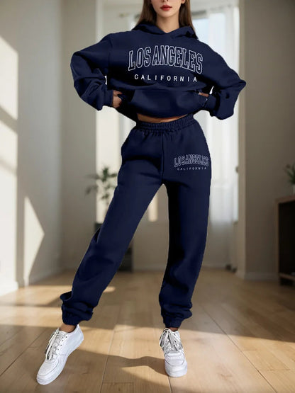 Women's Hoodies Two Pieces Sets Fashion Letter Print Pullover Sweatpants 2Pieces Set Sweatshirts Trousers Suit For Women Hooded Good Vibrations