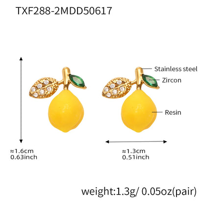 Nivora Resin Fruit Lemon Pendant Necklace For Women Imitation Pearl Stainless Steel Zircon Handmade Strand Beads Choker Jewelry Good Vibrations