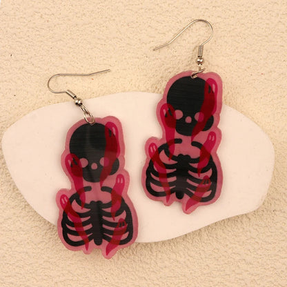 Halloween Dangle Earring With Cartoon Ghost Skeleton Coffin Clown Design Adorable Halloween Women Gift Good Vibrations