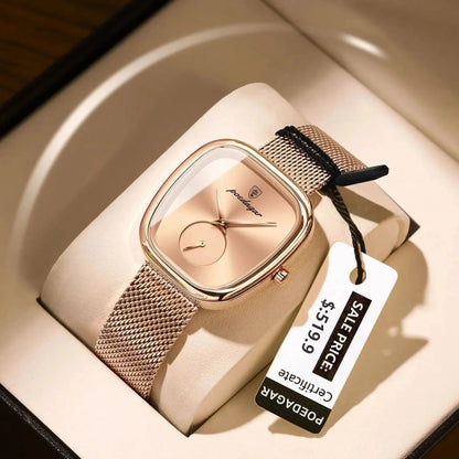 POEDAGAR Luxury Fashion Elegant Ladies Watch Waterproof Watch for Woman Mesh Stainless Steel Quartz Women's Watches Female Reloj Good Vibrations