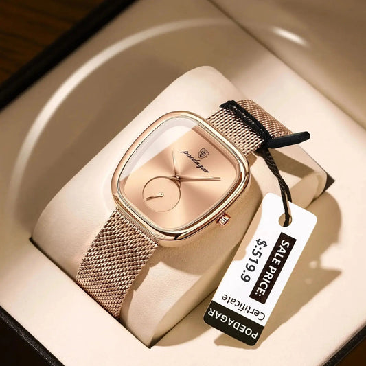 POEDAGAR Luxury Fashion Elegant Ladies Watch Waterproof Watch for Woman Mesh Stainless Steel Quartz Women's Watches Female Reloj Good Vibrations