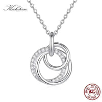 Kaletine Authentic 925 Sterling Silver Family Always Encircled Infinity Necklace with Crystal for Women Jewelry Gift Good Vibrations