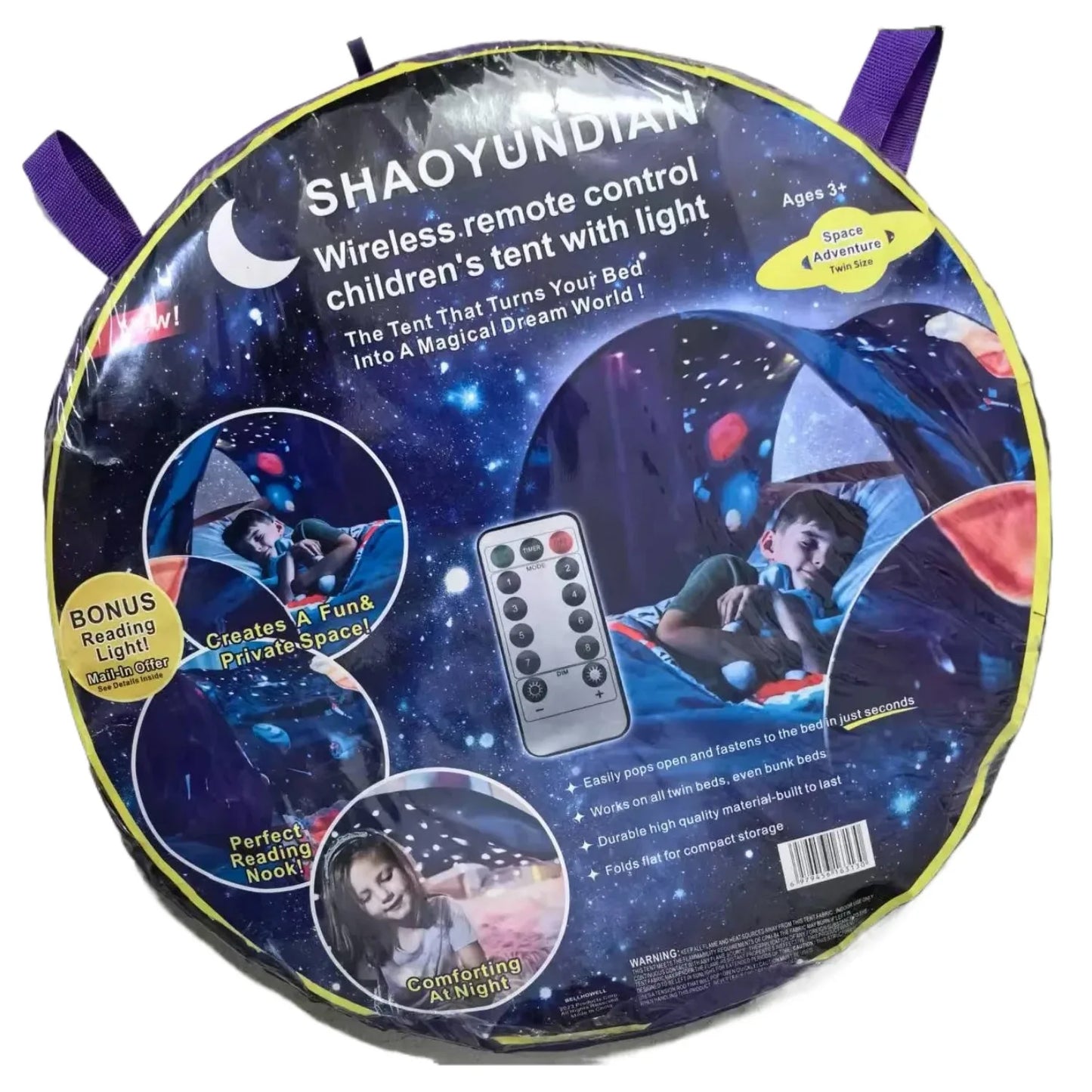 Bed Tents with Light Fun Foldable Play Pop up Outdoor Indoor Dream Tent Magic Playhouse Princess Secret Castle,Birthday for Kids Good Vibrations