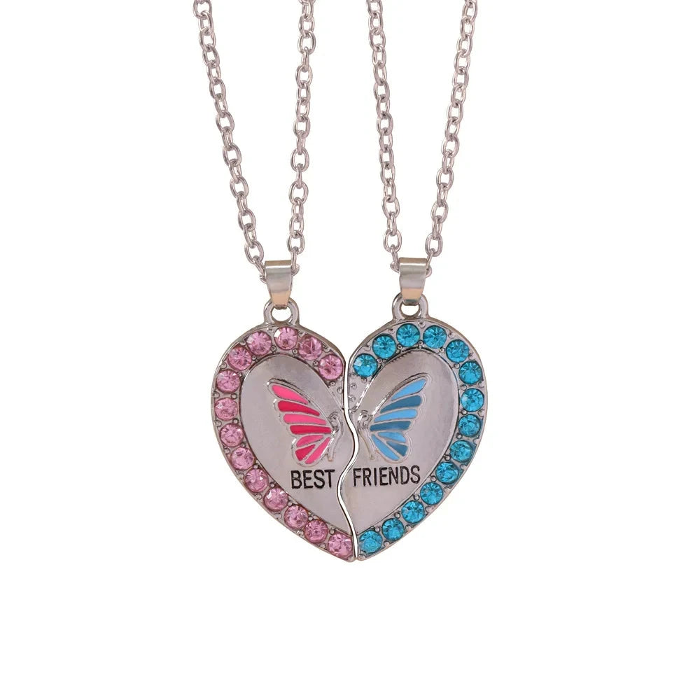 Fashion Best Friends Honey Love Couple Pendant Necklace 2 Pcs/ Set Chain Choke Broken Heart BFF Good Friendship Jewelry Gift Good Vibrations
