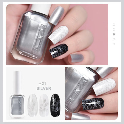 KADS 24 Colors Stamping Nail Polish Black White Gold Silver Nail Art Printing Varnish for Stamp Plate Nail Polish Lacquers Good Vibrations