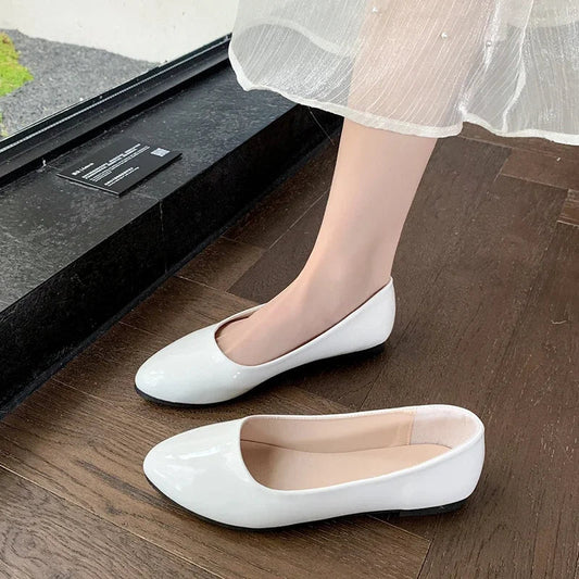 Women's Formal Uniform Shoes Spring Autumn Black Versatile Flat Shoes Women Causal Loafers Non-slip Ladies Ballet Leather Shoes Good Vibrations