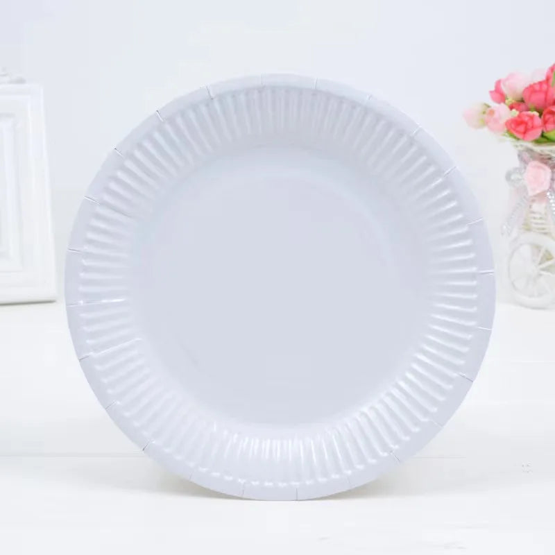 Solid Disposable Tableware Set, Party Supplies, Paper Plates, Wedding, Birthday Party Decor, Adult Favor, Black, Green, Blue, Good Vibrations