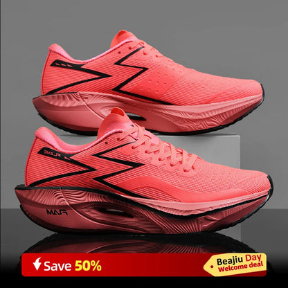 Carbon Plate Air Cushion Men Sports Running Shoes Marathon Breathable Lightweight Women's Comfortable Athletic Nonskid Sneakers Good Vibrations