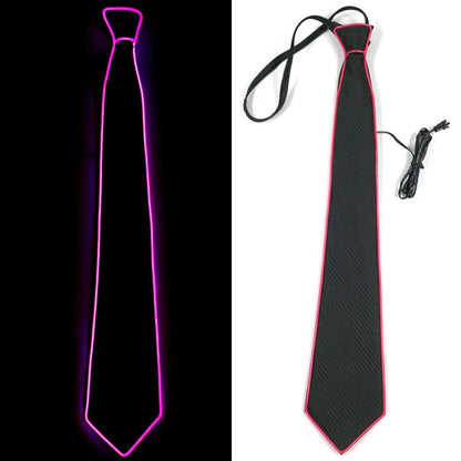 Flashing Neon Light LED Tie Halloween Christmas Dance Supplies Wedding Performance Decoration Luminous EL Wire Necktie Good Vibrations