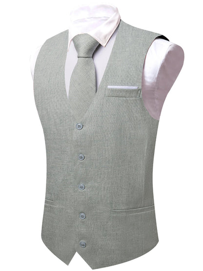 Men's Classic Solid Color Suit Vest and Necktie Matching Set | Wedding Groom & Groomsmen Attire Good Vibrations