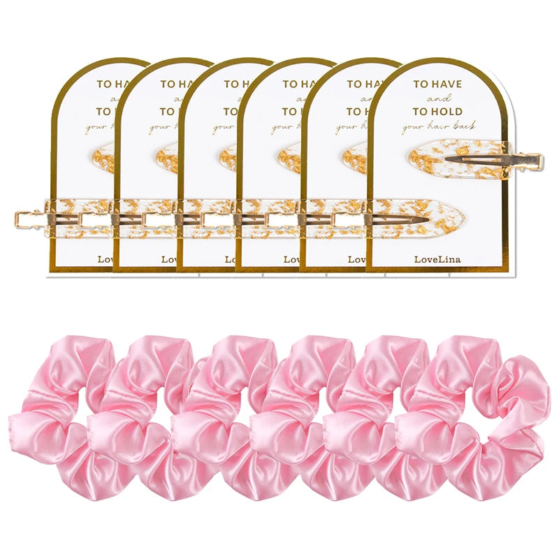 12pcs Bridesmaid Proposal Gifts Bridesmaid Hair Clips Hair Ties Scrunchies Set Bachelorette Party Wedding Bridal Shower Favors Good Vibrations