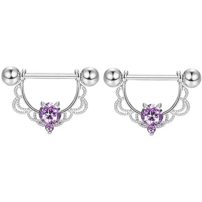 Pink Heart Nipple Piercing Barbell Set Shiny Crystal Nipple Rings Bulk For Women Flower Nippel Jewelry Pack Piercing Teton Lots Good Vibrations Adult Super Store