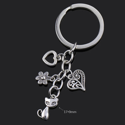 Fashion Animal Women Keychain Car Moon Cat Dog Love Heart Key Chain Friends Gift Jewelry Bag Pendant Wing Evil Eye Angel Turtles Good Vibrations