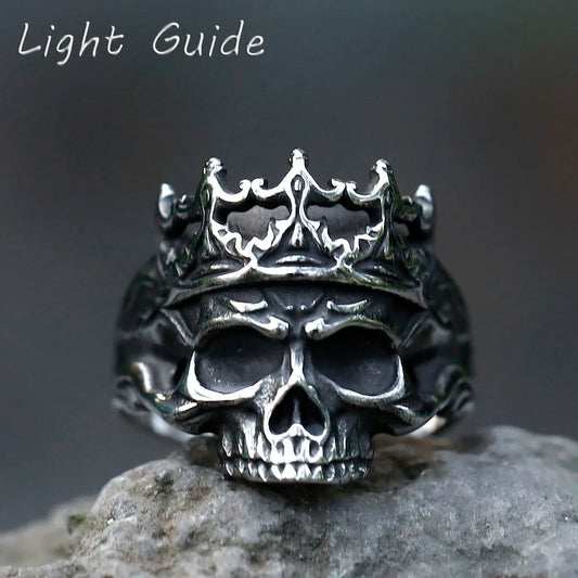 2022 NEW Men's 316L stainless steel rings Vintage Halloween Gothic Calvarium Skull punk ring fashion jewelry free shipping Good Vibrations