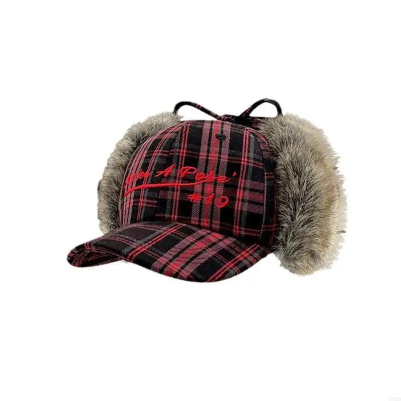 652F Women Baseball Hat 2000s Plush Earflap Fun Furry Hat for Idol Concert Shows Embroidery Caps for Adults Good Vibrations