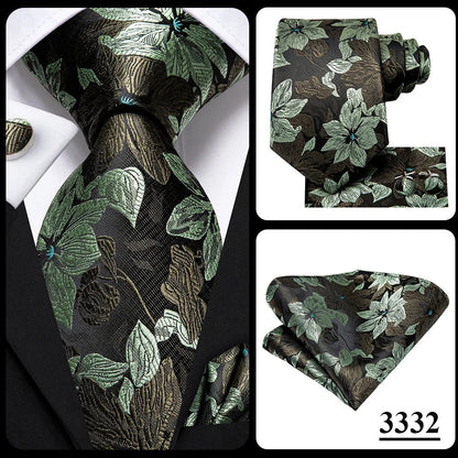 Hi-Tie Navy Blue Solid Paisley Silk Wedding Tie For Men Hanky Cufflink Mens Necktie Set Business Party New Design Dropshipping Good Vibrations