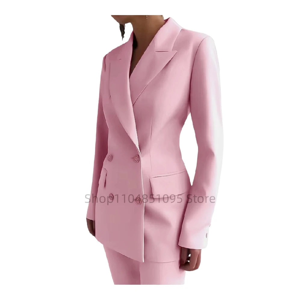Pant Suits Outfit Womens Matching Sets Pants Elegant High Quality Double Breasted Blazer Suit Set Fashion 2 Pieces For Women Good Vibrations