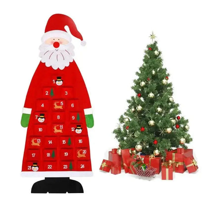 Felt Christmas Calendar Hanging Decor Holiday Ornament Kids Christmas Gifts Door Wall Decor for Home Party Seasonal Decor Good Vibrations