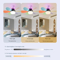1 Set 40W Fan Light Snaps-on Detachable Fan Blade Design Household Silent RGB Dimming Fan Light For Bathroom Bedroom Kitchen Good Vibrations