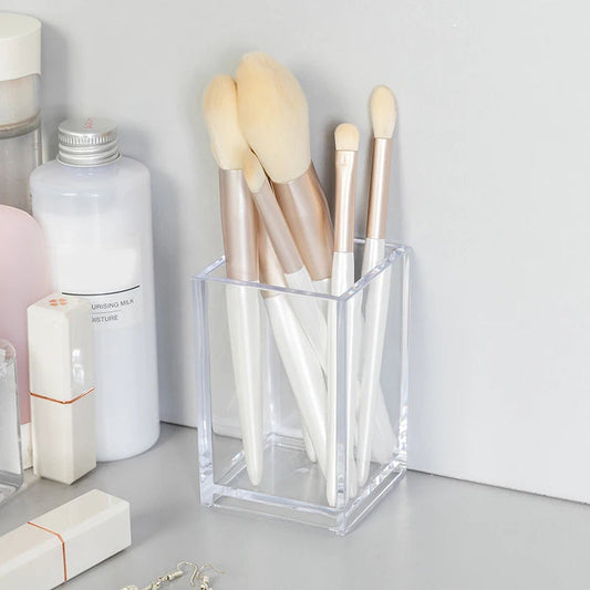 Make Up Organizer Plastic Makeup Brush Pot Storage Acrylic For Cosmetics Holder Desk Cosmetic Storage Container Good Vibrations