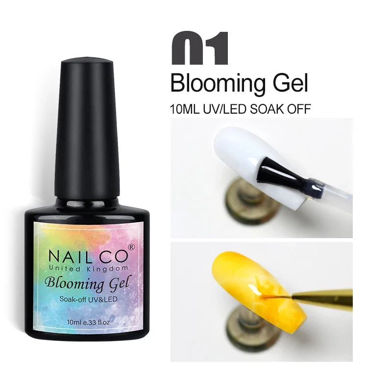 NAILCO Blooming Gel Polish 10ml UV LED Soak Off Nail Art Polish Spreading Effect Marble Gel Paint Varnish Matte Top Base Coat Good Vibrations