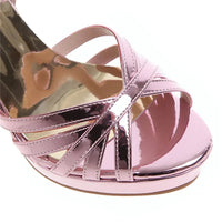 Big Size Gold Wedding Women Platform Sandals High Chunky Heels Pink Mirror PU Sexy Casual Party Lady Ankle Strap Gladiator Shoes Good Vibrations