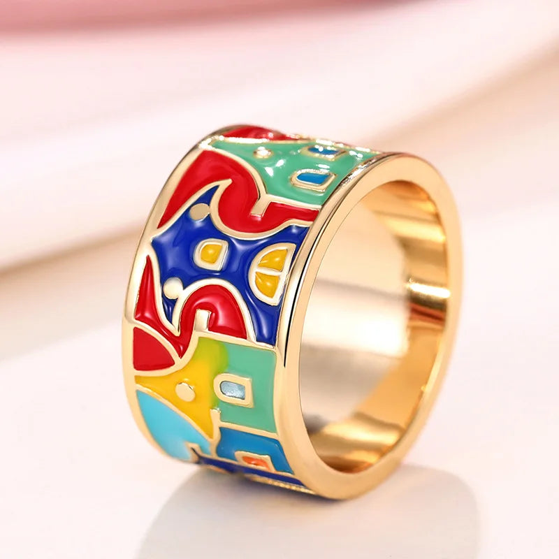 Green Leaf Enamel Handmade Oil Dropping Women's Ring Charm High Luxury Westernized  Prom Fancy Birthday Gift Fashion Jewelry Good Vibrations