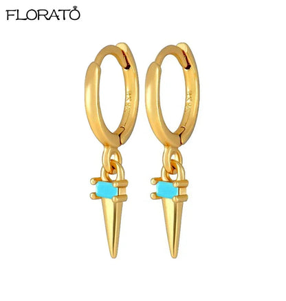 925 Sterling Silver Needle Summer Blue Earrings Trend 18K Gold Hoop Earrings for Women Fashion Puncture Jewelry Ear Accessories Good Vibrations