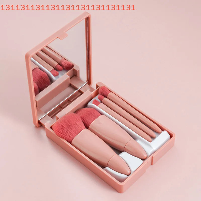 5pcs Travel Size Makeup Brushes Set Mini Makeup Brushes, Small Complete Function Cosmetic Brushes Kit With Case And Mirror Perfe Good Vibrations