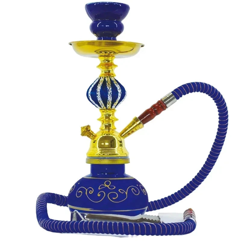 Black Blue Green Red White Yellow,10.6in\27cm Small,Single\Double Hose 1\2,Bar Shisha Full Set Luxury Smoking Pipe Hookah Set Good Vibrations