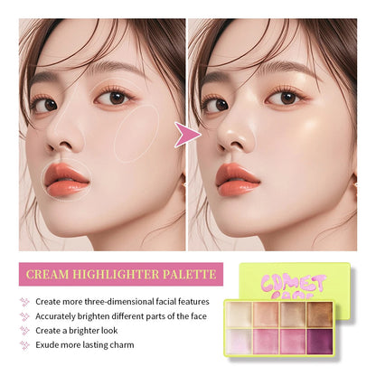 8Colors Highlight/Brow/Blush Palett Enhance Facial Three-dimensional Makeup Shimmer Waterproof Makeup Tool Cosmetic Good Vibrations
