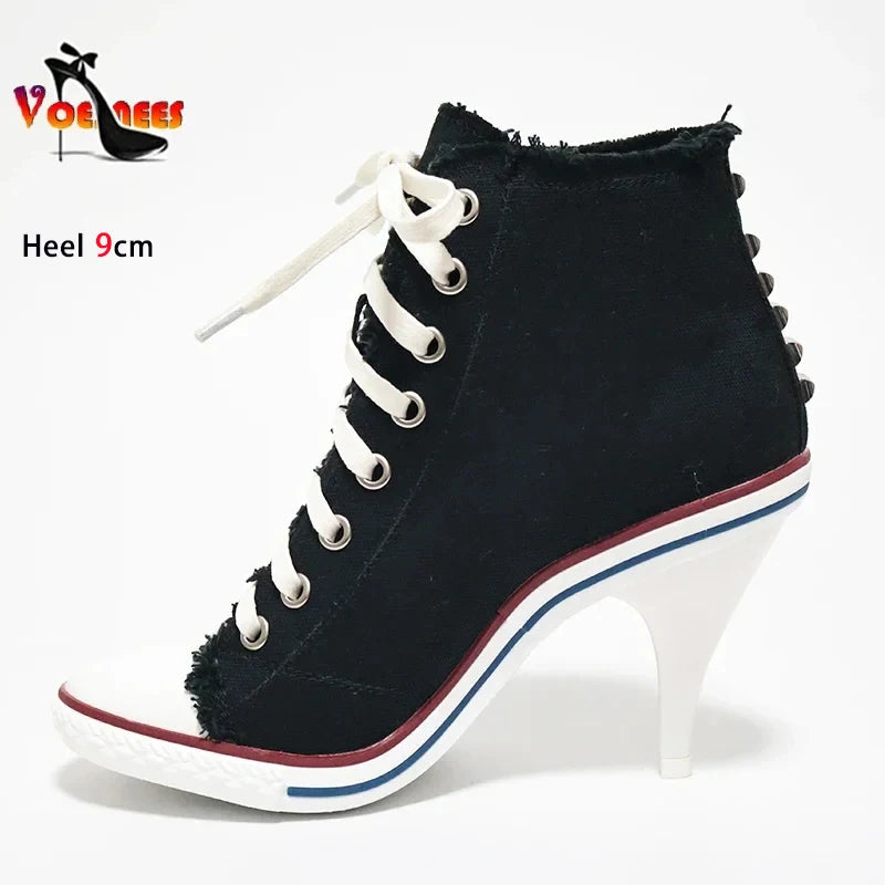 Women Boots Short High Heels Shoes For Women Botas British Style Rivet Ankle Boots Pointed Toe Side zipper strap Female Heels Good Vibrations