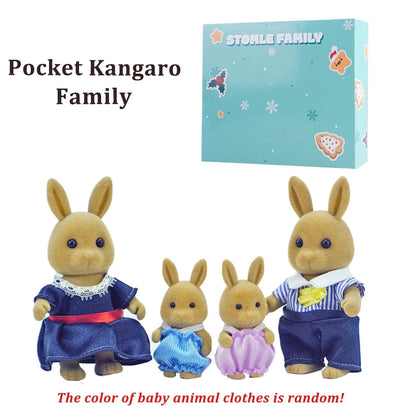 Box Packing Forest Family Reindeer Bunny Panda Animal Simulation Dollhouse Playset Play House Toy Accessories Xmas Gift for kids Good Vibrations