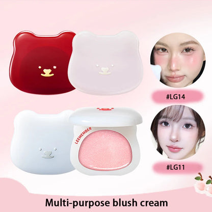 LEEMEMBER Hydrating Blush Multi-Use Balm Blush Monochrome Shimmer Little Bear Cute Cosmetics Lasting Watery Face Blusher Makeup Good Vibrations