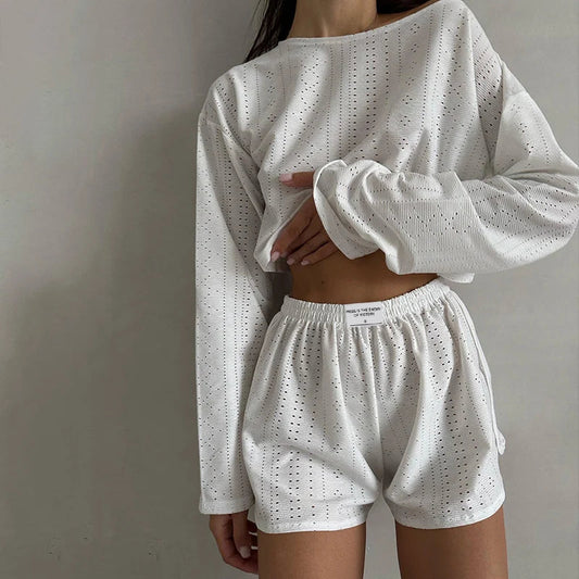 Women's Pajamas Set Sleepwear Spring Long Sleeve Tops With Shorts Home Clothes 2 Piece Sets Pyjama Femme Loungewear Pijama Mujer Good Vibrations