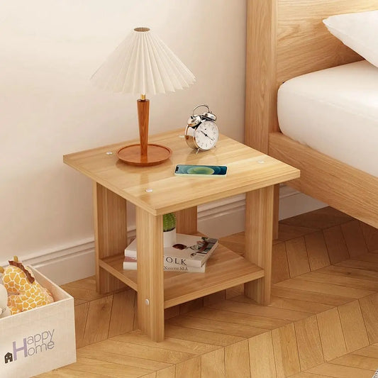 Simple Bedside table Solid Wood Nightstands Double-Layer Night table Living Room Sofa Side Table Modern Home Bedroom furniture Good Vibrations