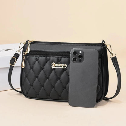 PU Leather Crossbody Bags Zipper New Fashion Shoulder Bag for Women Large Capacity Embroidery Thread Small Purse and Handbags Good Vibrations