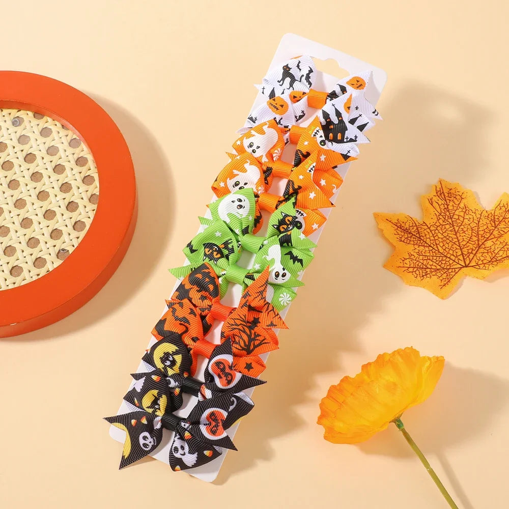 10Pcs/Set Baby Girl Halloween Hair Clips Pumpkin Bat Ornaments Hairpin Party Decoration Kids Hair Accessories Good Vibrations