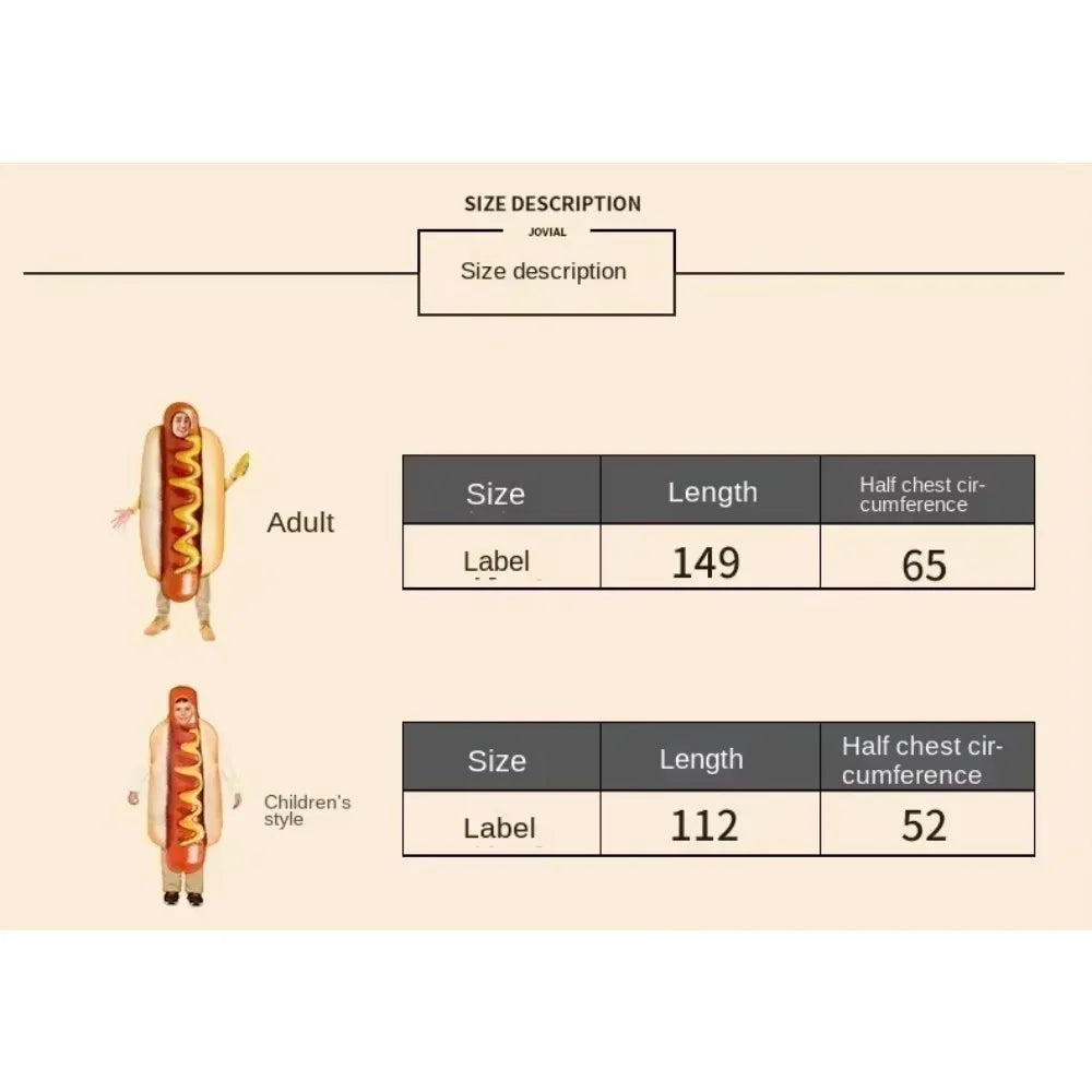 Halloween Cos Costumes Costumes for Adult Kids Funny Food Sausage Adult Child Unisex One-Piece Costume Carnival Jumpsuit Good Vibrations